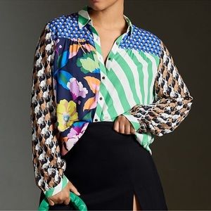 Anthropologie x Maeve The Paz Mixed Print Button down Shirt